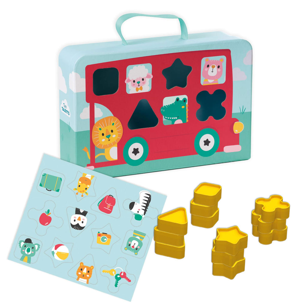 Ses tiny talents vormenstoof koffer bus met 12 vormen met extra stickers