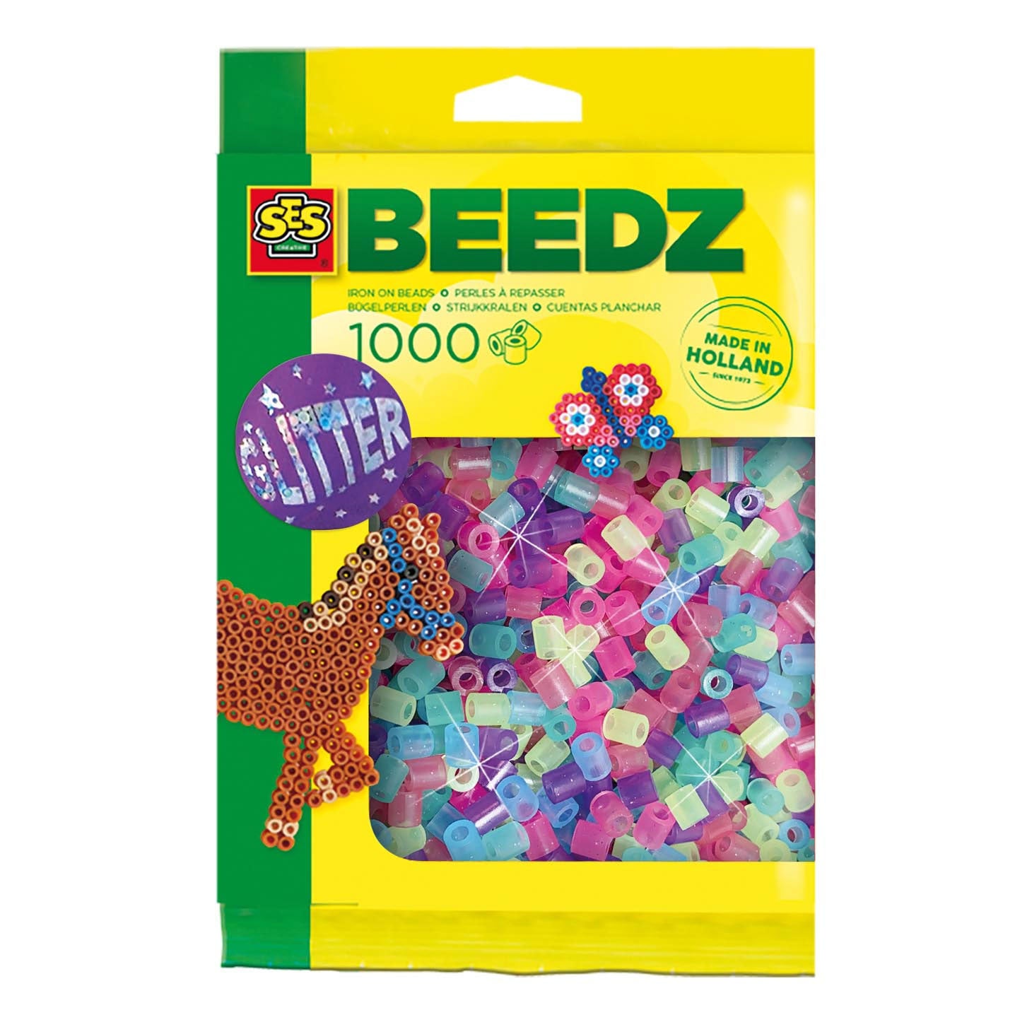 SES Bügelperlen - Glitzermix, 1000 Stück.