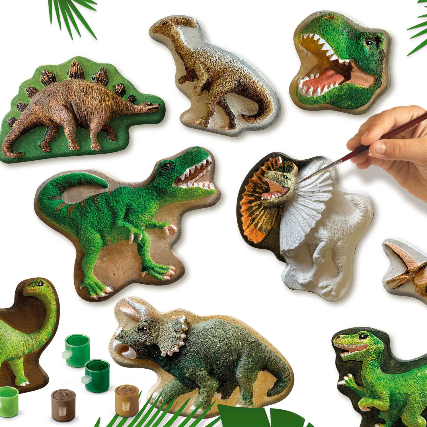 Ses creative - gieten en schilderen - dinowereld - sneldrogend - met vormpjes, gips, verf, penseel, spatel en sponsje - knutselen jongens - dinosaurus speelgoed