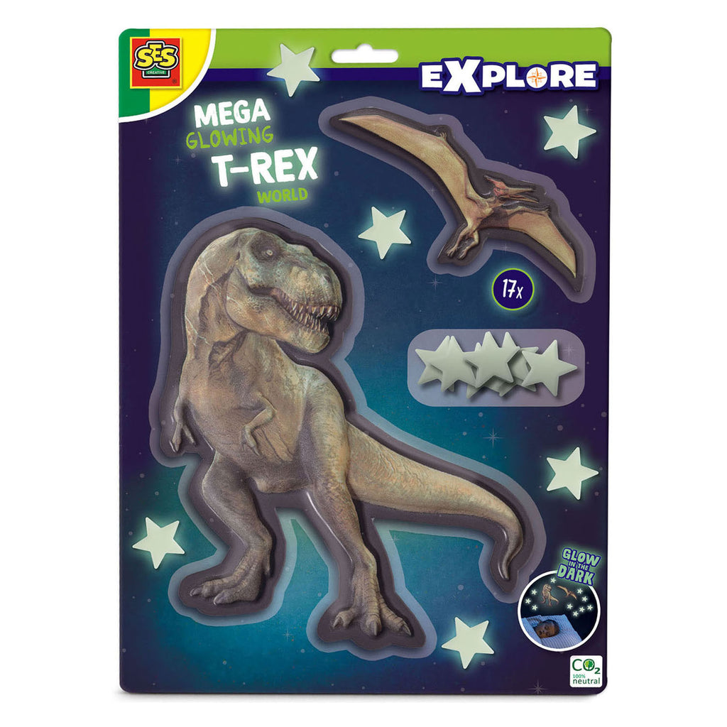 Ses mega glowing t-rex world muurstickers