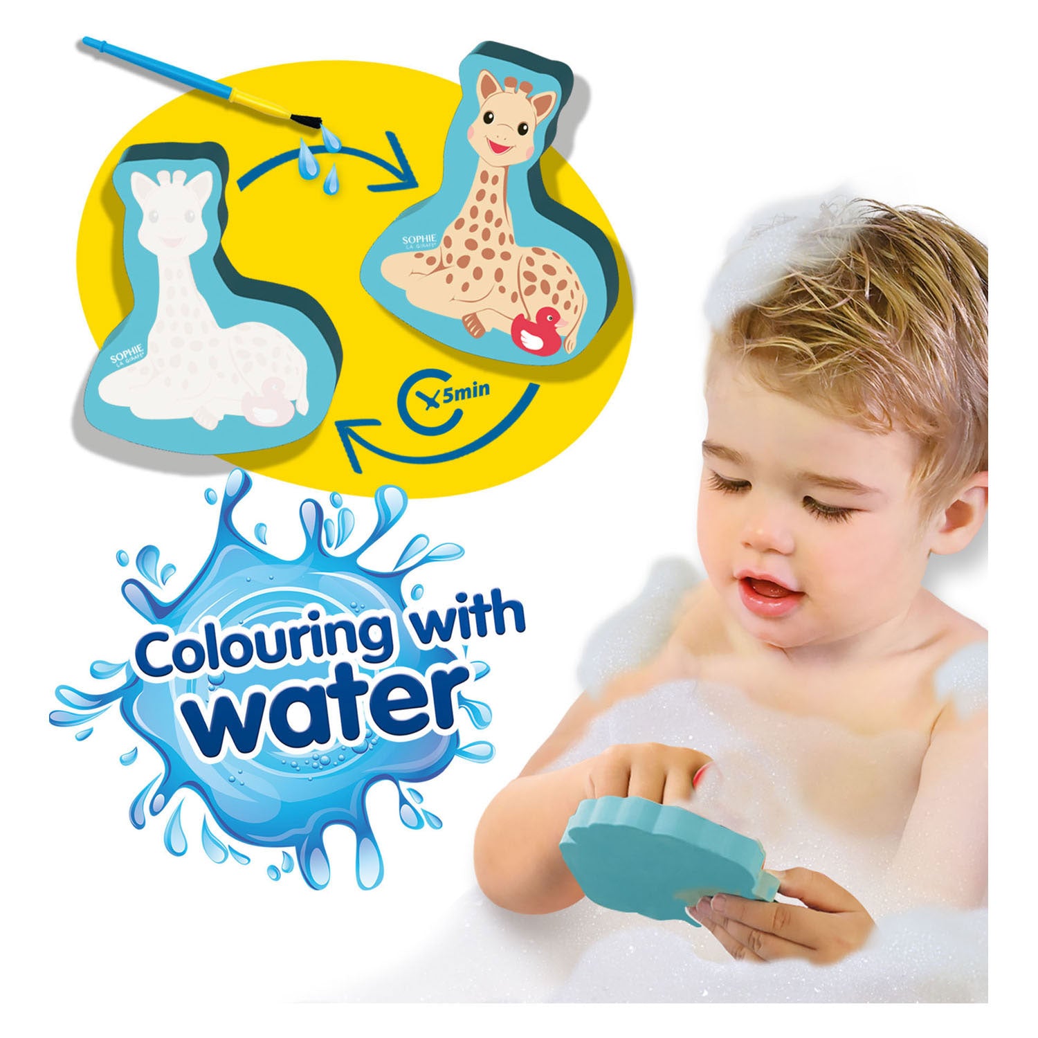 SES Sophie die Giraffe Färben mit Wasser in der Badewanne