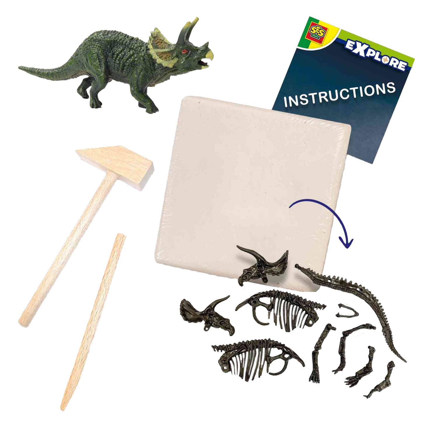 SES Explore Dinosaurier- und Skelettausgrabung 2-in-1 - Triceratops