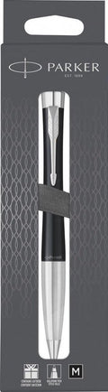 Parker urban twist balpen | matzwart en chroom | medium penpunt met blauwe inkt