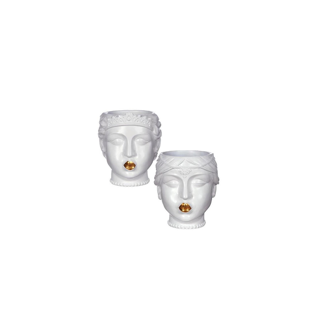 Ideas 4 seasons bloempot prinses met gouden lippen ø12xh15,5cm