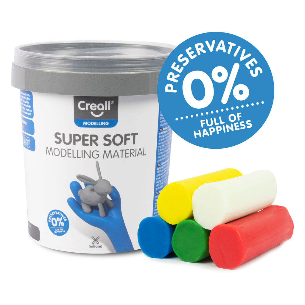 Creall superweiche Modelliermasse, 5 Farben, 450 g.