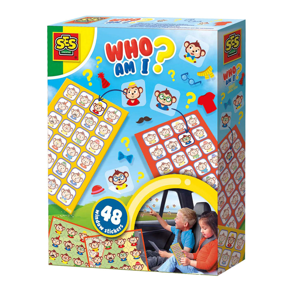 Ses creative reisspel raamstickers - wie ben ik met 2 speelborden - vanaf 3 jaar - herbruikbaar - schoencadeautjes sinterklaas