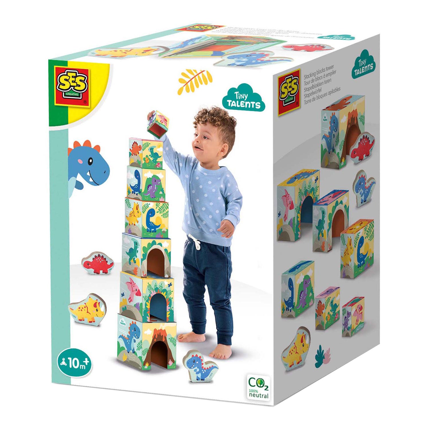 SES -Stapelblock-Turm mit Dino-Figuren