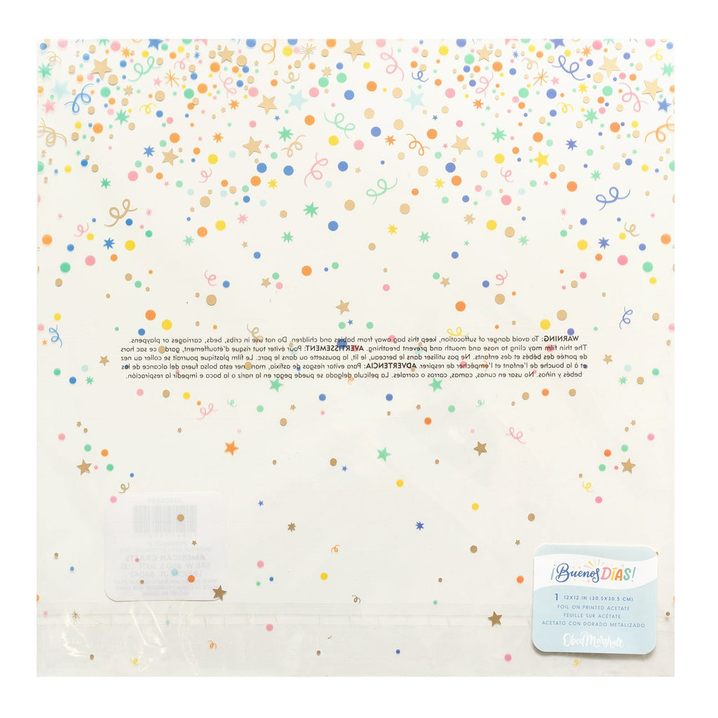 American crafts • specialty paper buenos días 12x12 acetate with gold foil