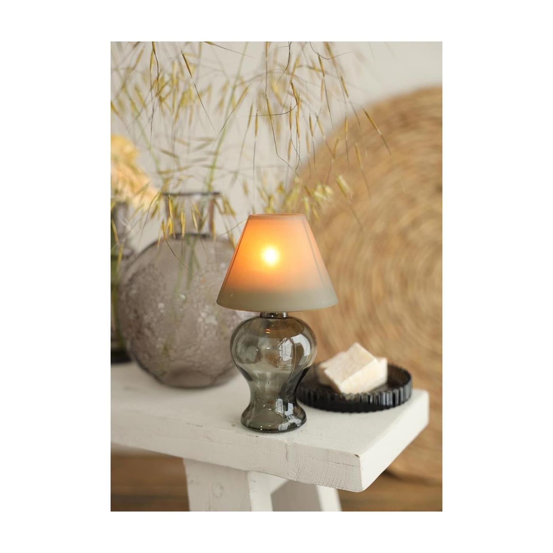 Ideas 4 seasons glazen lamp theelichthouder rookgrijs