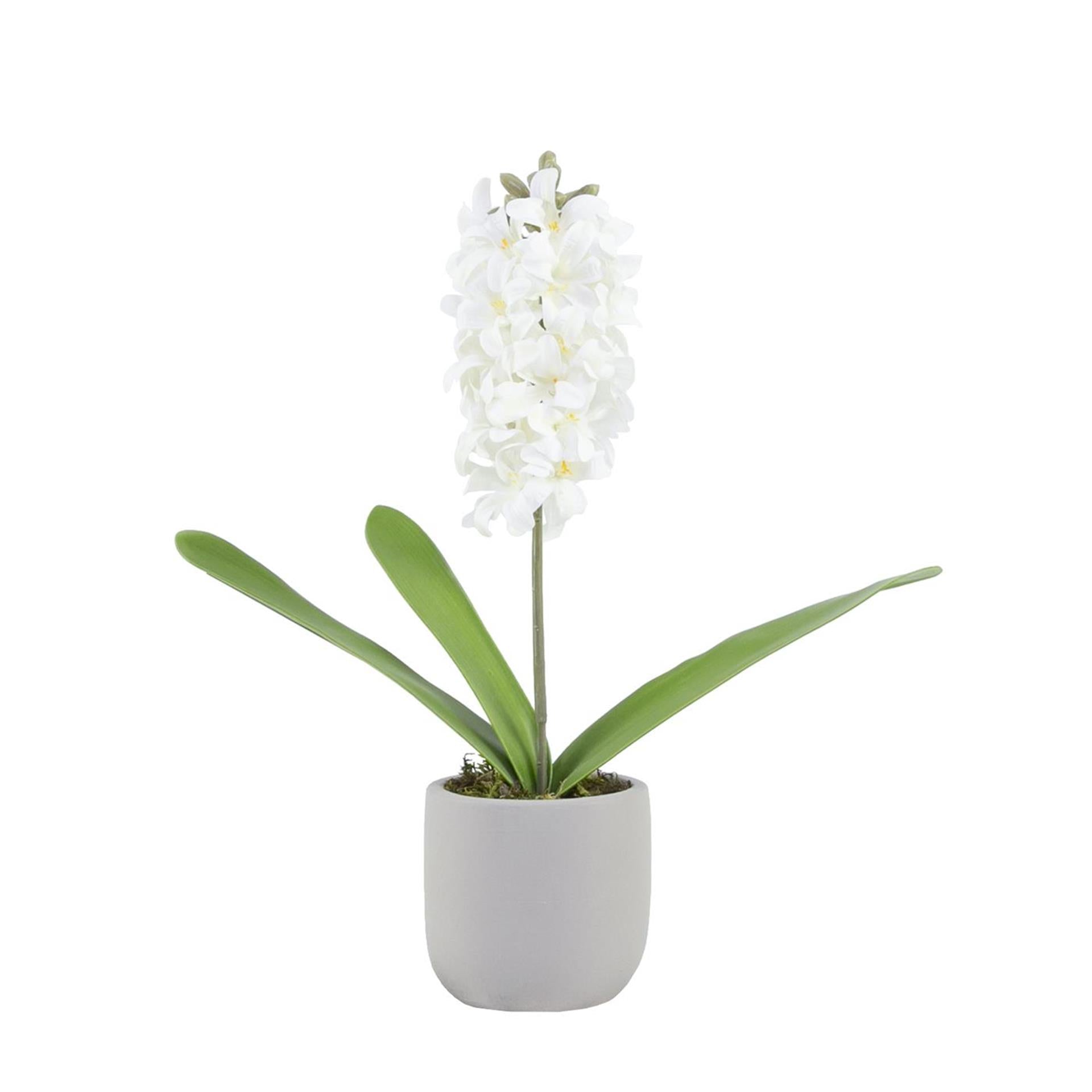 Mansion atmosphere kunstbloem hyacint wit in pot 15xh41cm