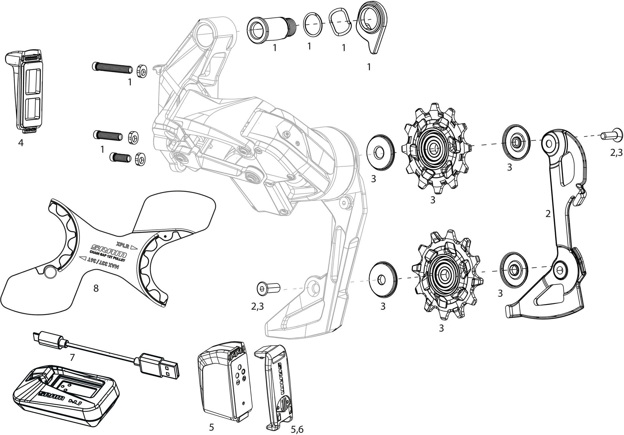 Sram schaltwerk force xplr etap axs rear derail. force xplr etap axs 12sp