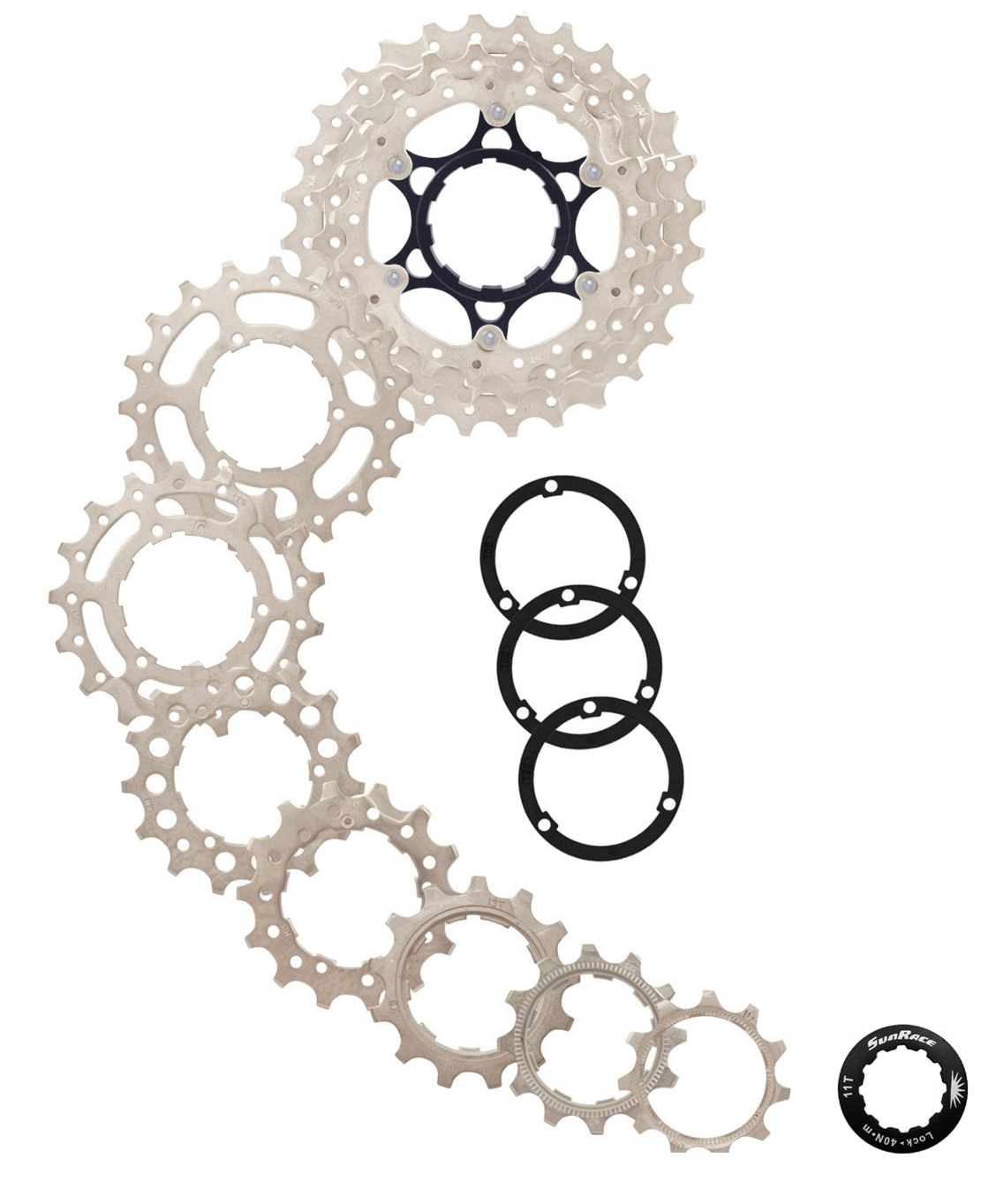 SunRace cassette 10 speed 11-28t. csrs0 zilver alu spider