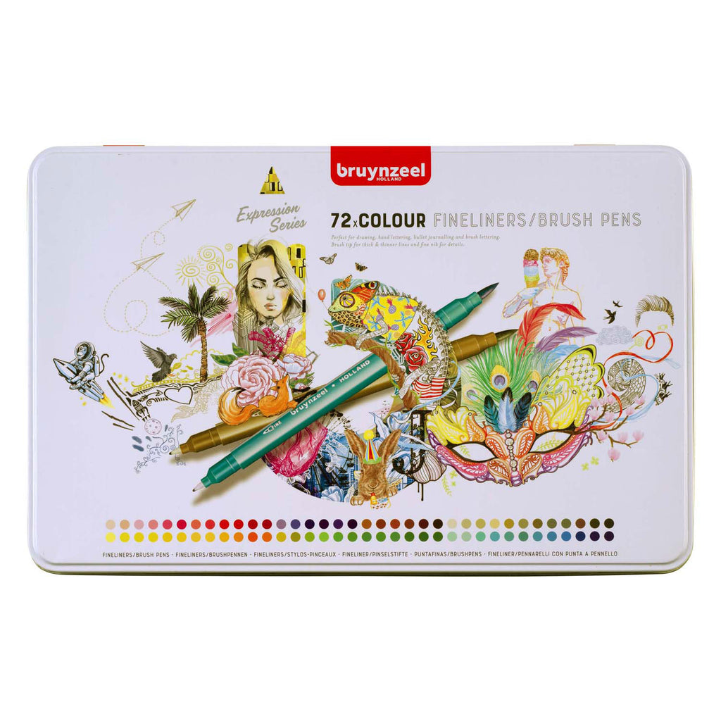 Bruynzeel creatives fineliner brushpen set 72 kleuren