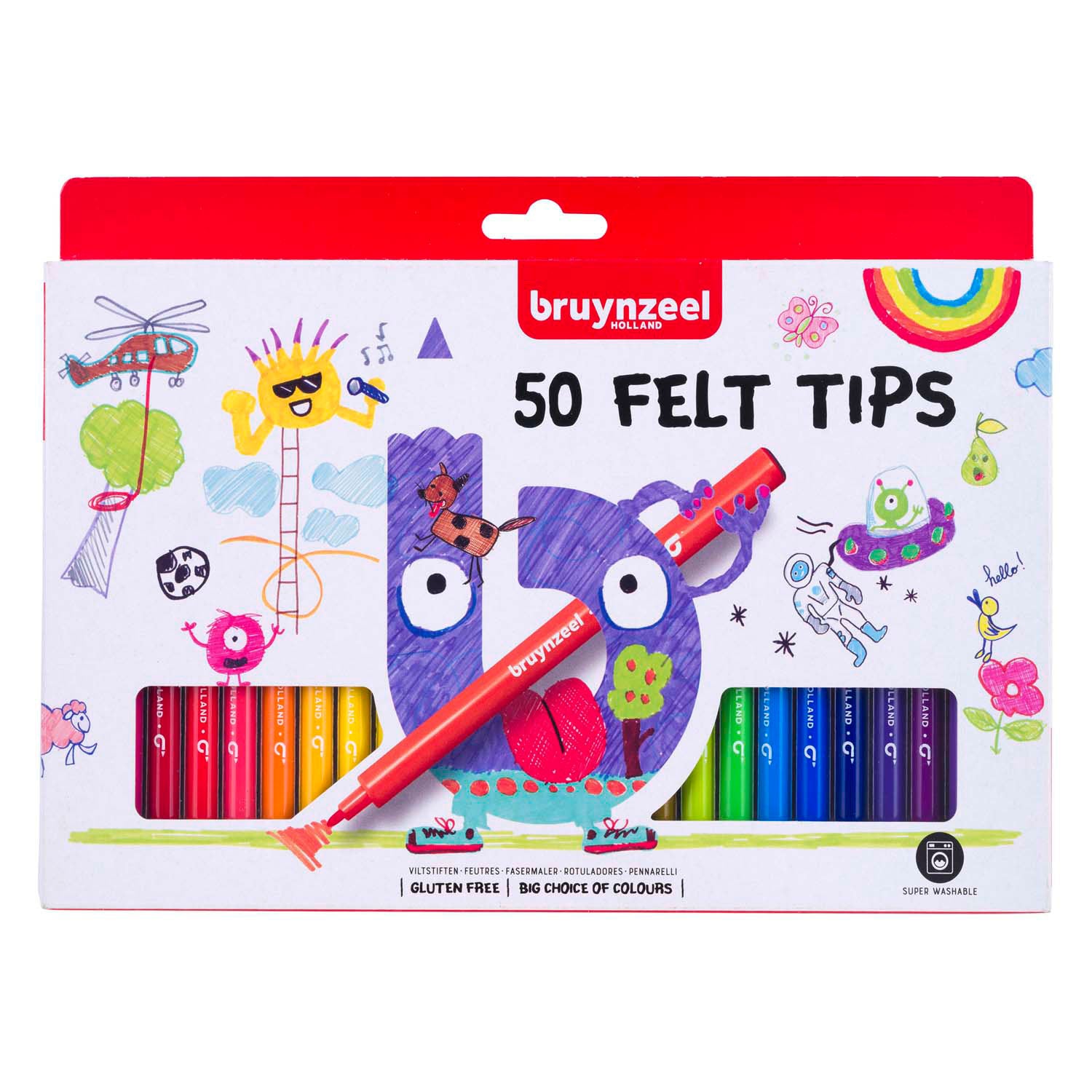 Bruynzeel viltstiften set, 50 kleuren