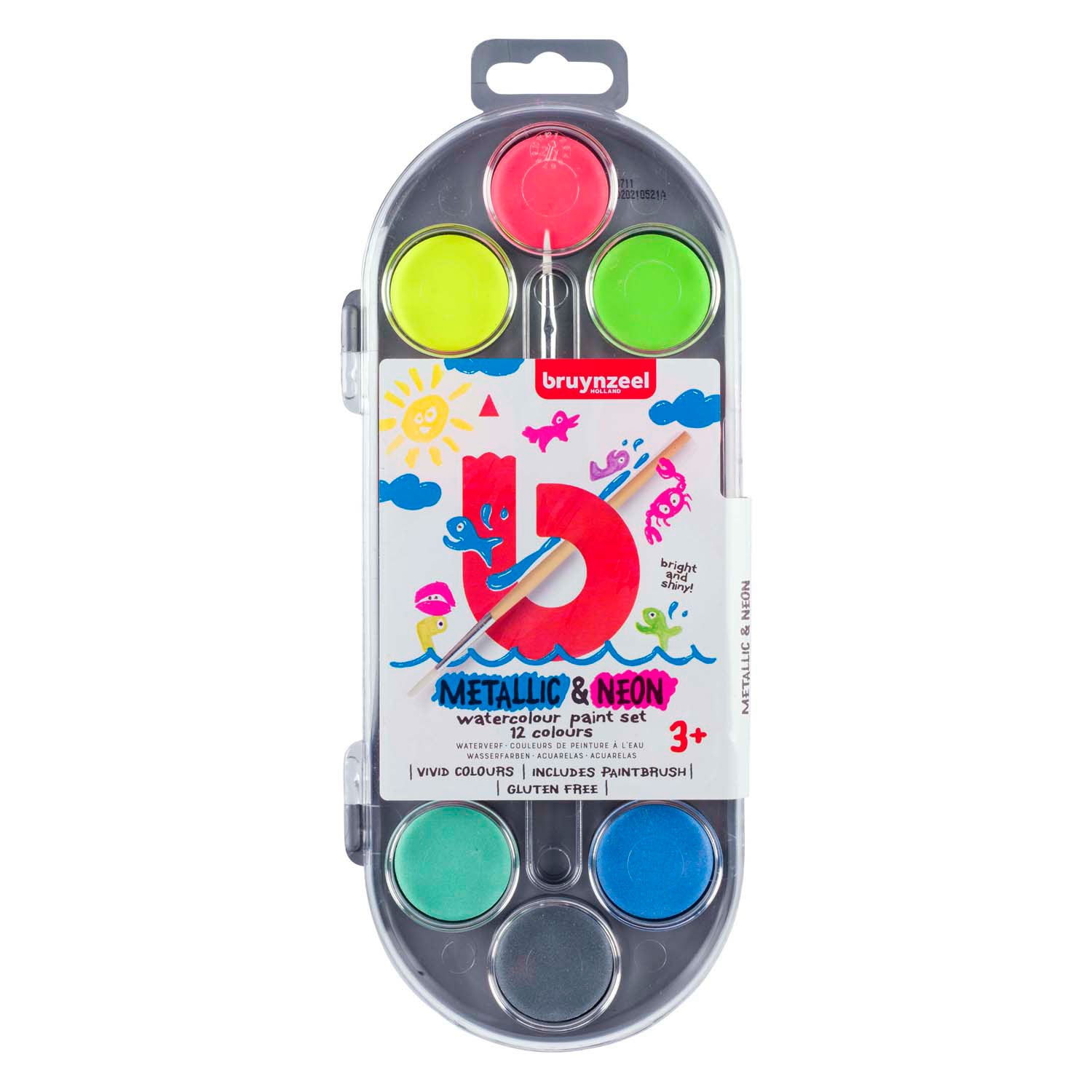 Bruynzeel • Kinder-Aquarell-Set Metallic Neon 12tlg