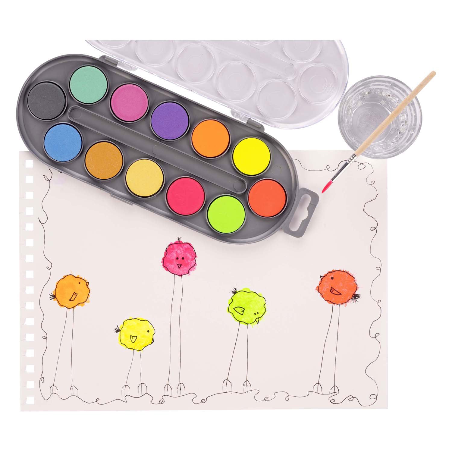 Bruynzeel • Kinder-Aquarell-Set Metallic Neon 12tlg