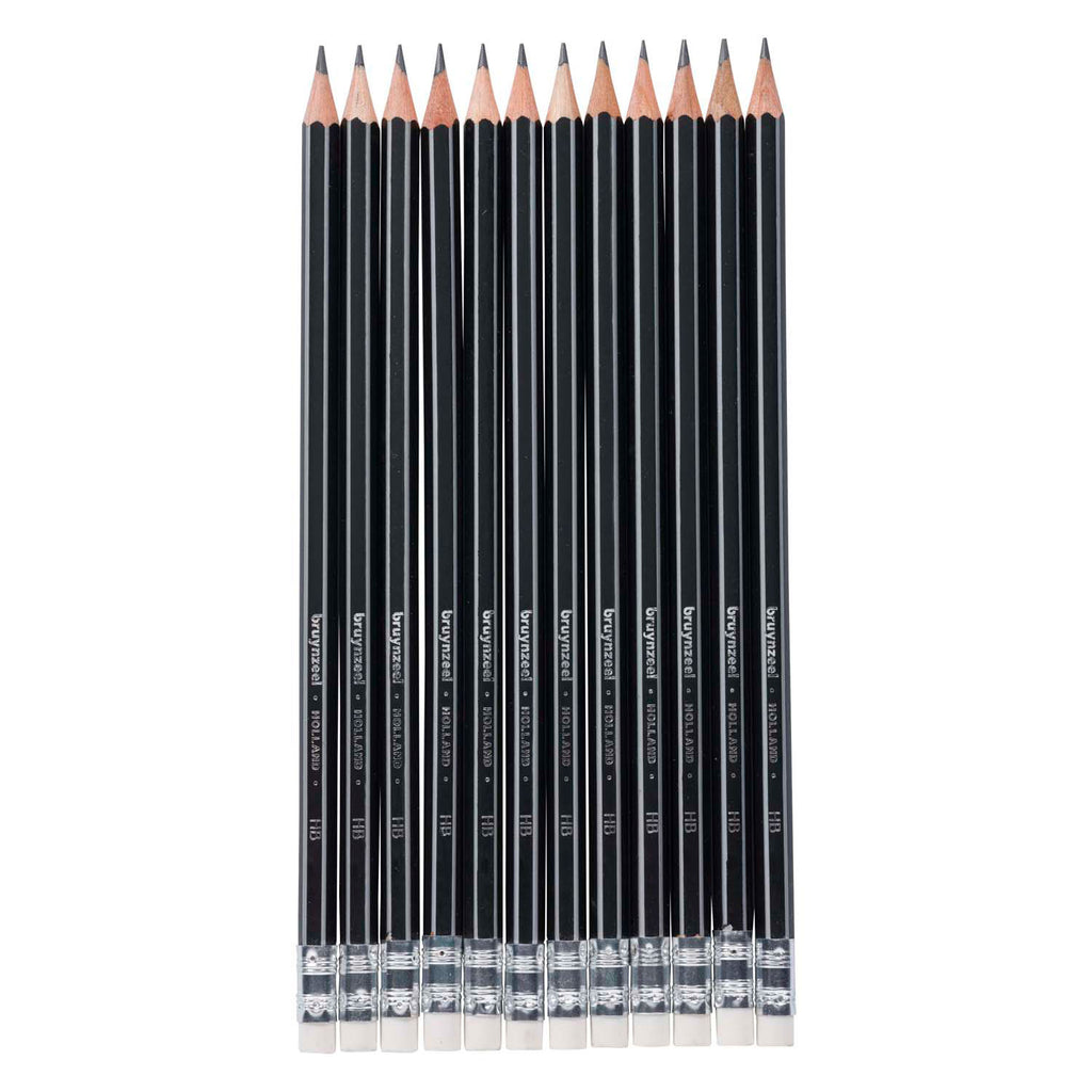 Bruynzeel Teens HB Graphitstifte mit Radiergummi, 12er-Set