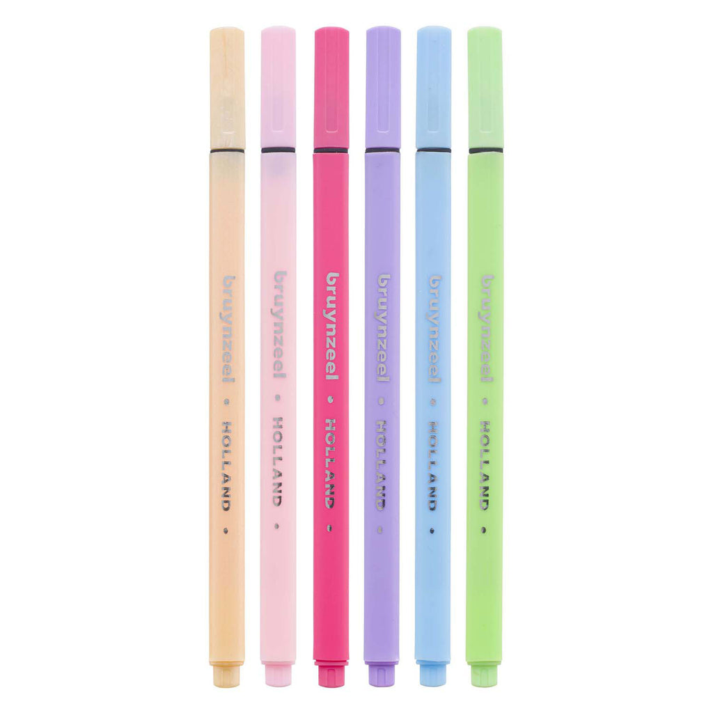 Bruynzeel fineliner set pastel 6 kleuren