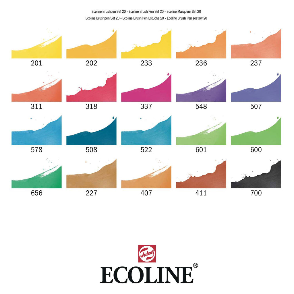 Ecoline brush pen set landschappen, 20 kleuren