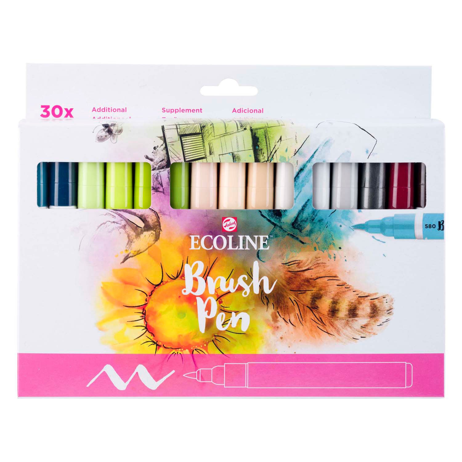 Bruynzeel Ecoline Pinselstift-Set Zuätzlich, 30 Farben