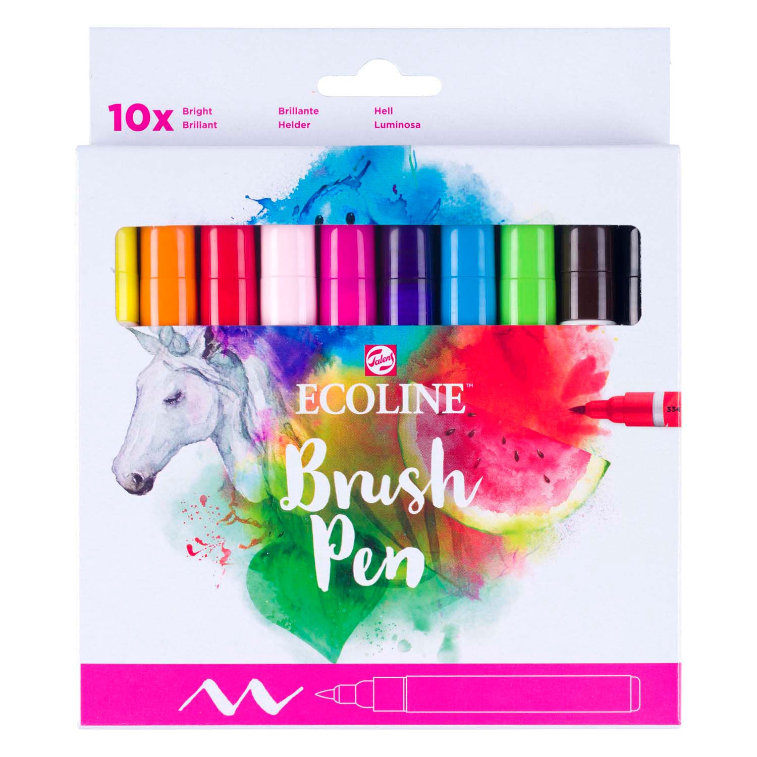 Ecoline brush pen set helder, 10 kleuren