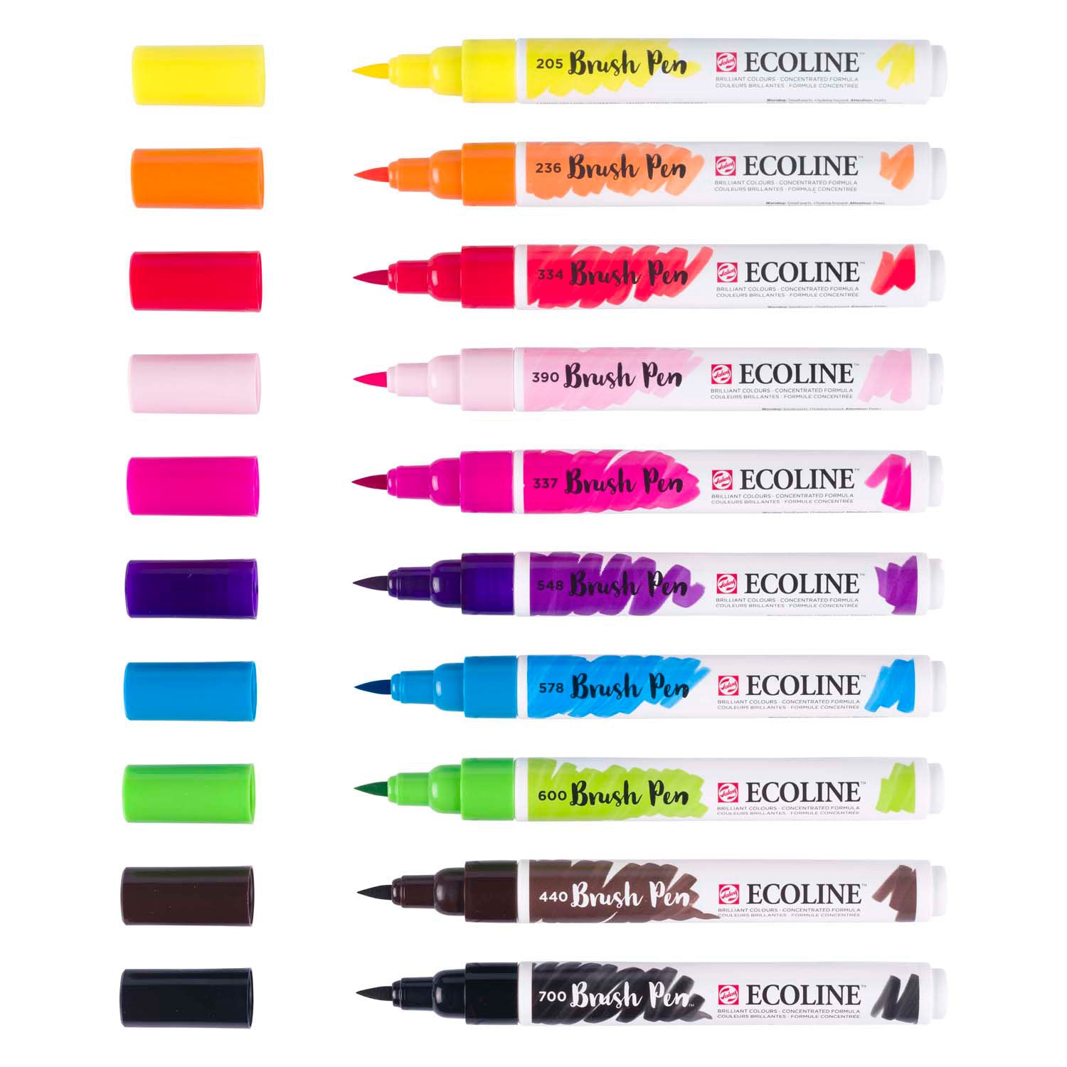 Ecoline brush pen set helder, 10 kleuren