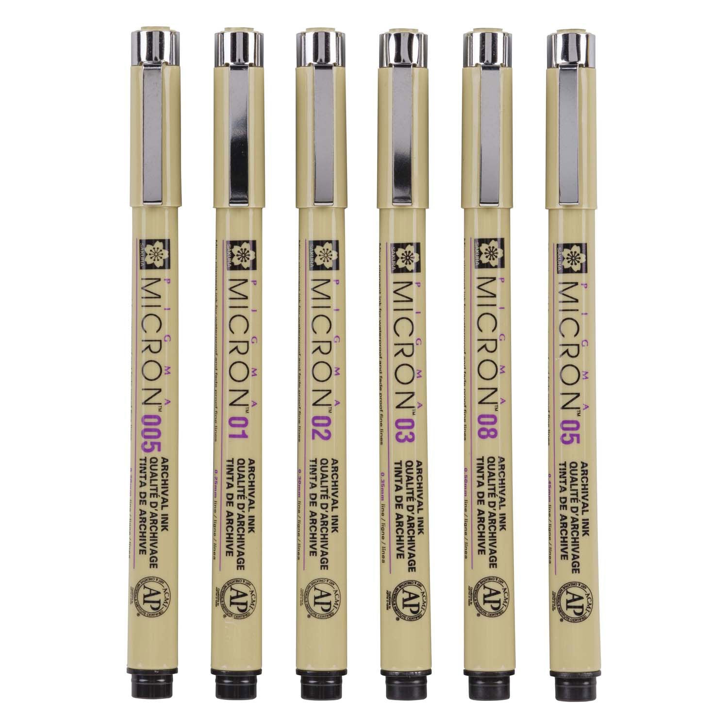Sakura pigma micron 01 etui met 6 basic kleuren
