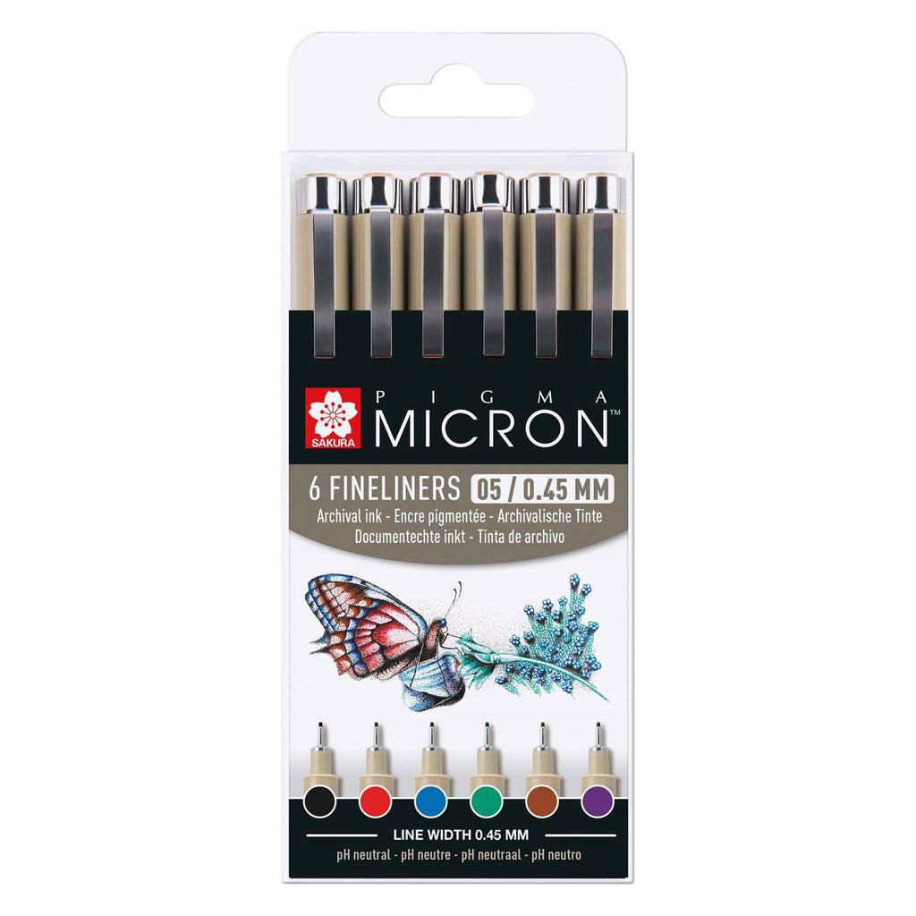 Sakura • Pigma Micron Set Grundfarben 0,45 mm 6 Stück