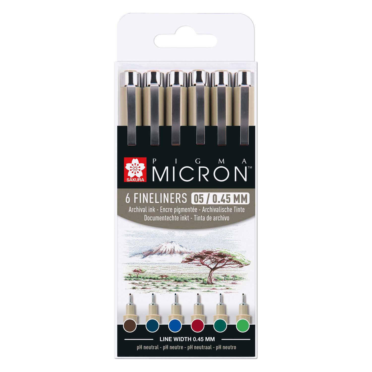 Sakura • Pigma Micron Set Erdtöne 0,45 mm 6 Stück