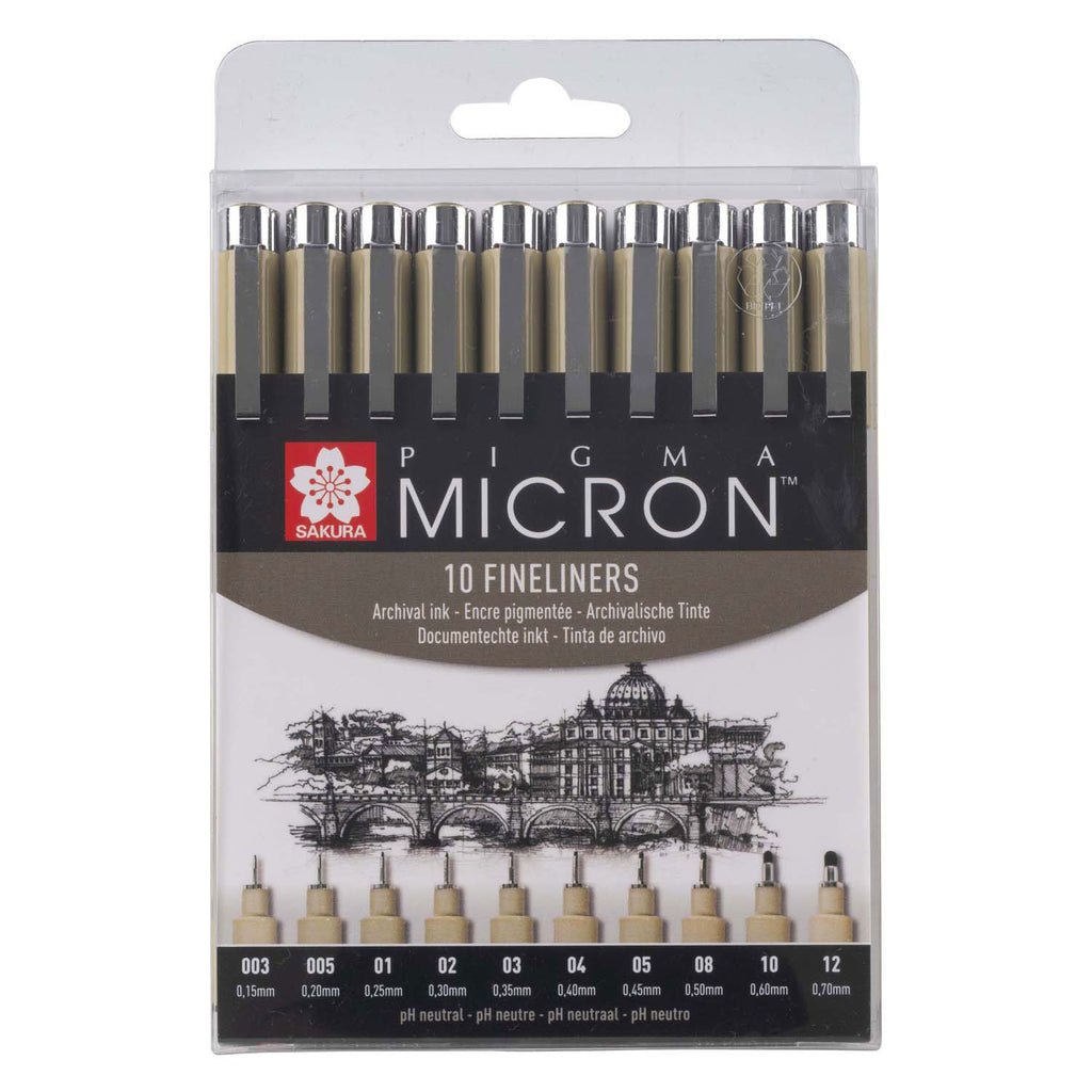 Sakura pigma micron etui fineliners - 10 fineliners - zwart