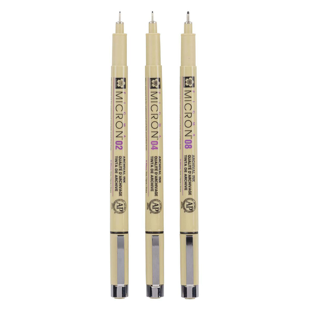 Sakura pigma micron fineliners etui - 3 fineliners - zwart