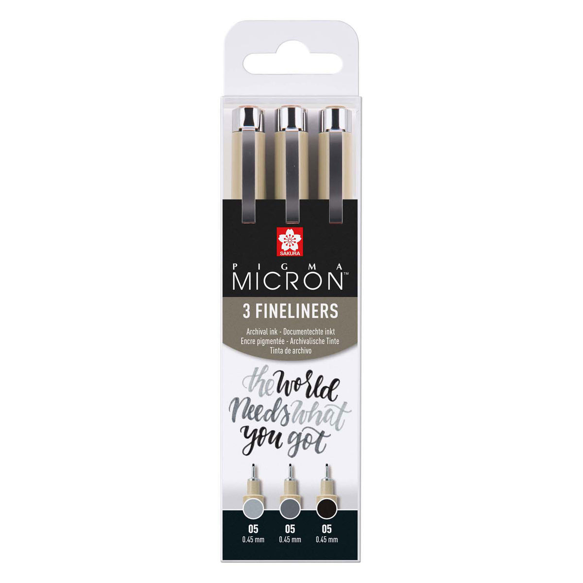 Sakura • Pigma Micron 05 Fineliner-Set Schwarz Grau 3-teilig
