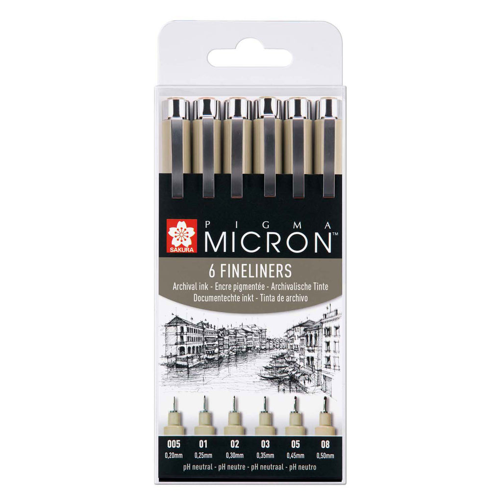 Sakura • Pigma Micron Set, schwarz, 6-teilig
