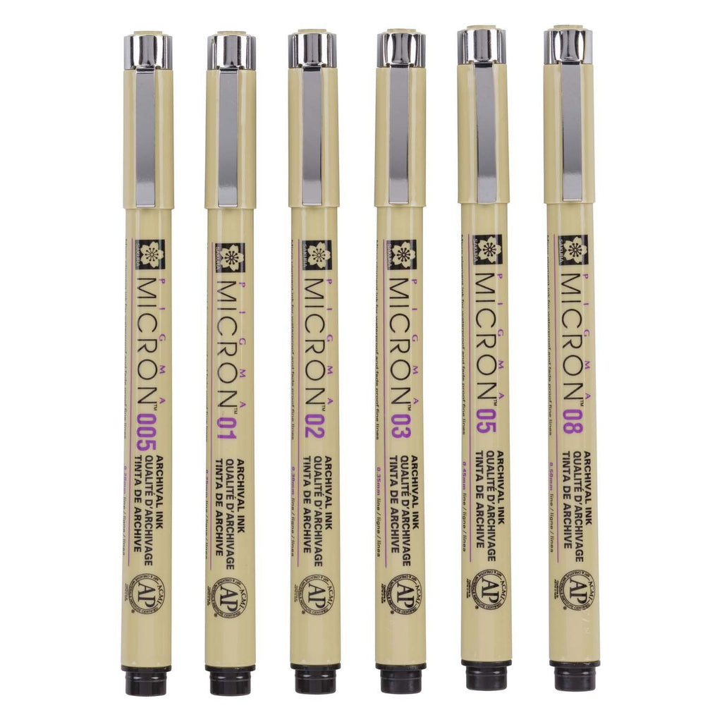 Sakura • Pigma Micron Set, schwarz, 6-teilig