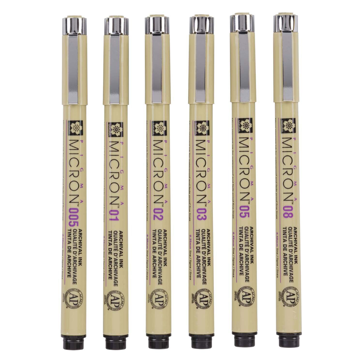 Sakura • Pigma Micron Set, schwarz, 6-teilig