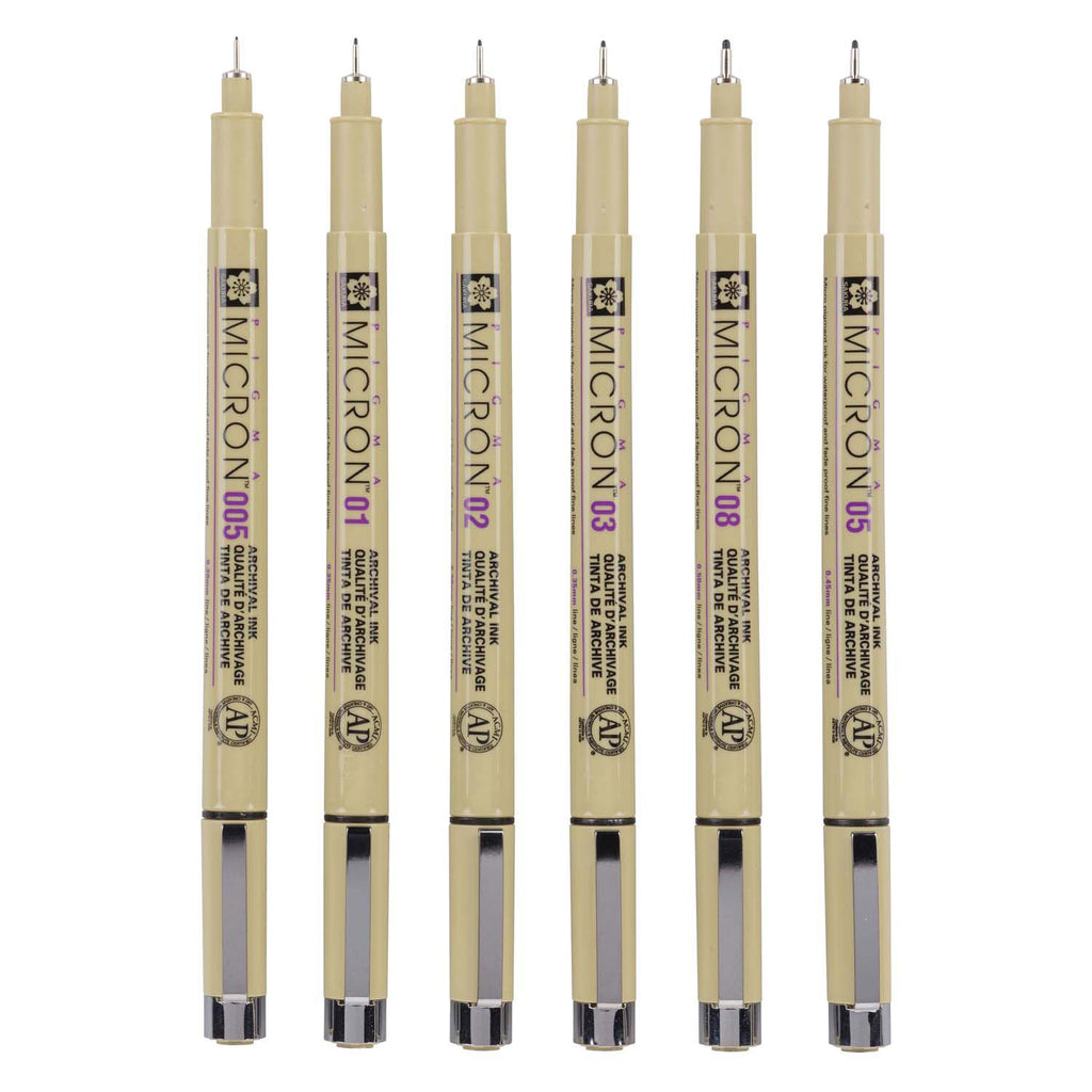 Sakura • Pigma Micron Set, schwarz, 6-teilig