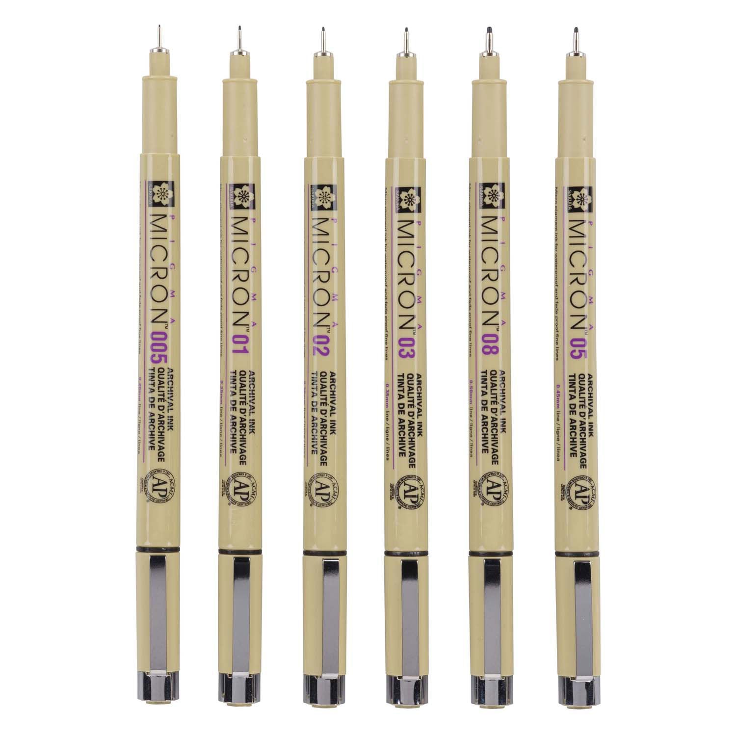 Sakura • Pigma Micron Set, schwarz, 6-teilig