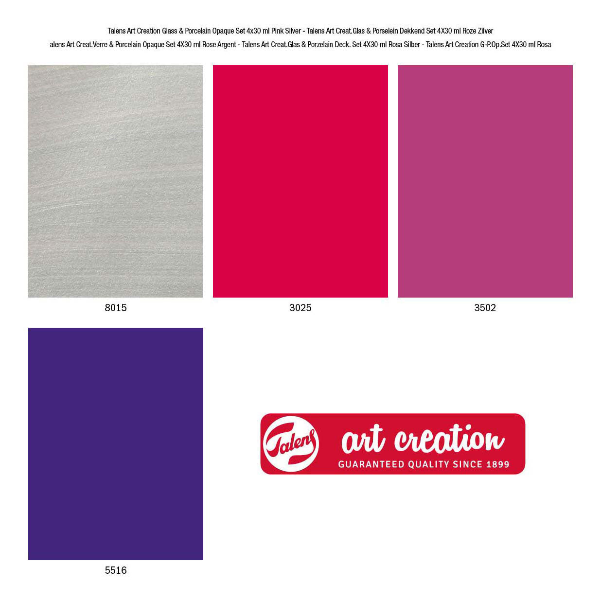 Talens art creat.glas Porzellan opak 4 x 30ml rosa silber