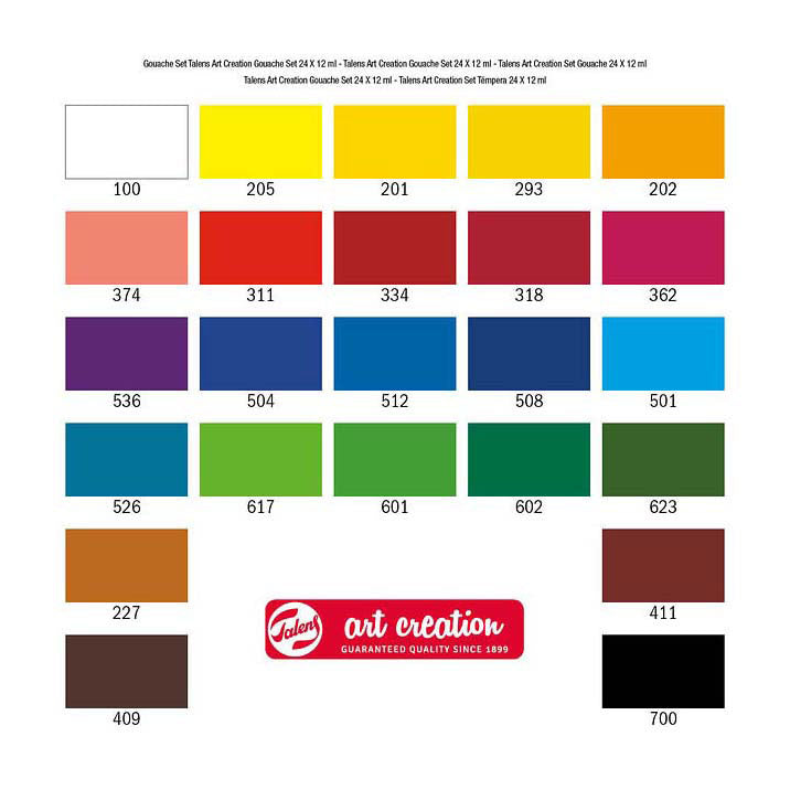 Talens Gouache-Set für künstlerische Gestaltung, 24 x 12 ml