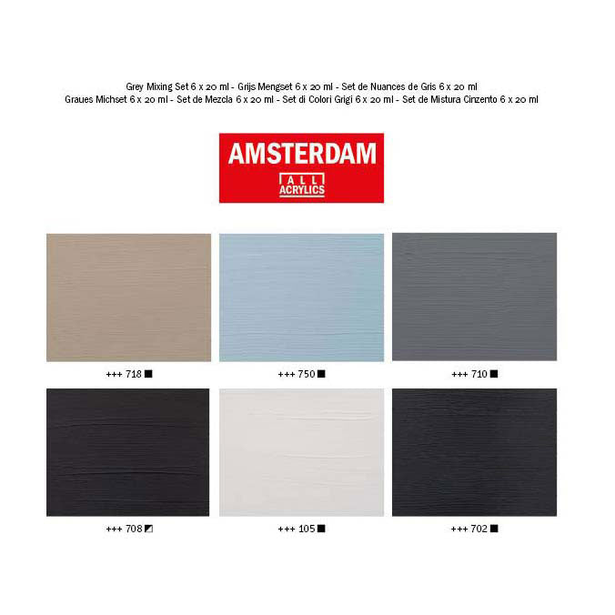Amsterdam All Acrylics Amsterdam • Standard-Serie Acrylfarbe Grautöne Set 6x20ml
