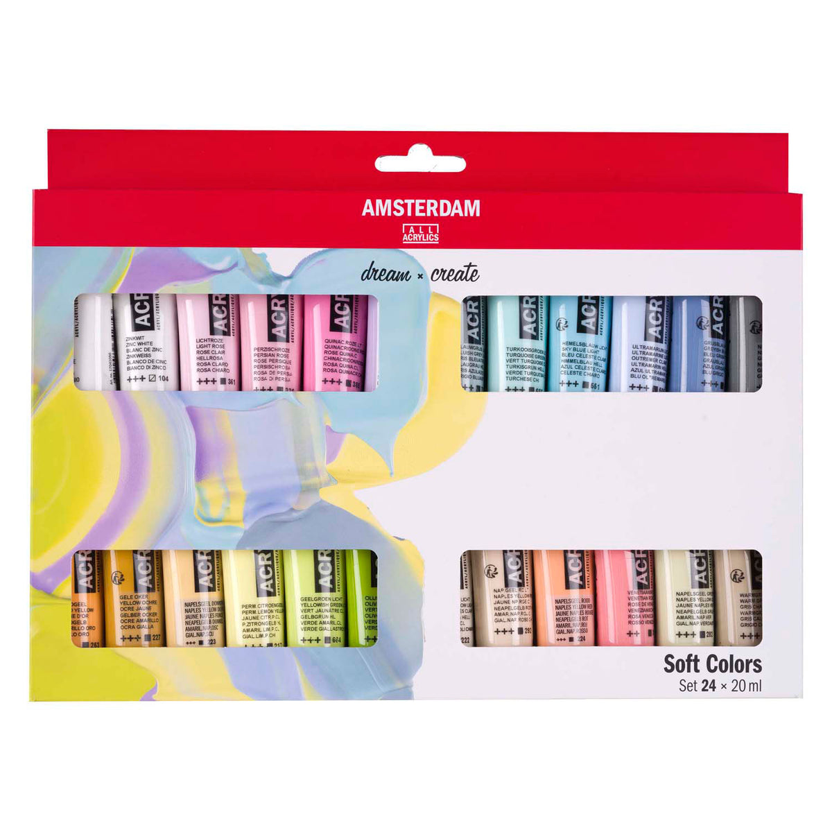 Amsterdam All Acrylics Amsterdam • Standard-Serie Acrylfarbe, sanfte Farben, Set 24 x 20 ml