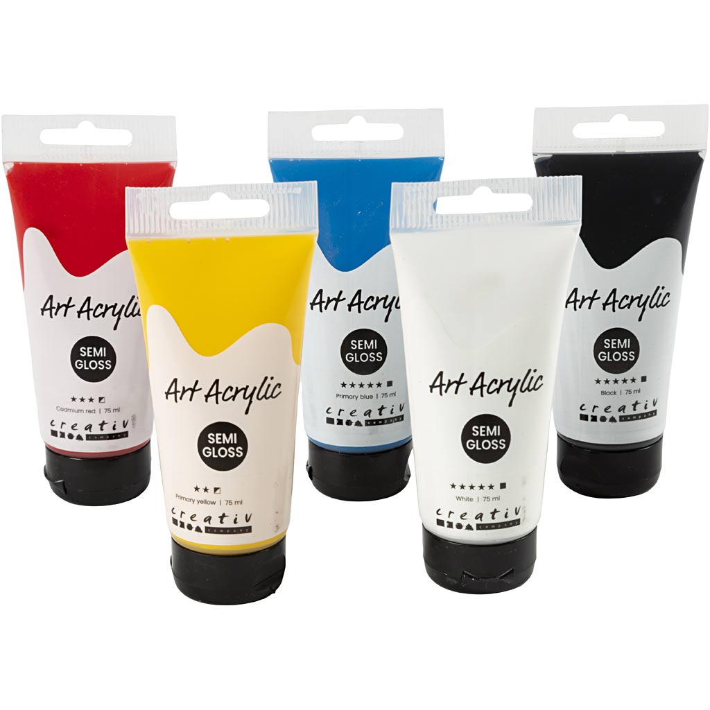 Pigment art acrylverf primaire kleuren, 5x75ml