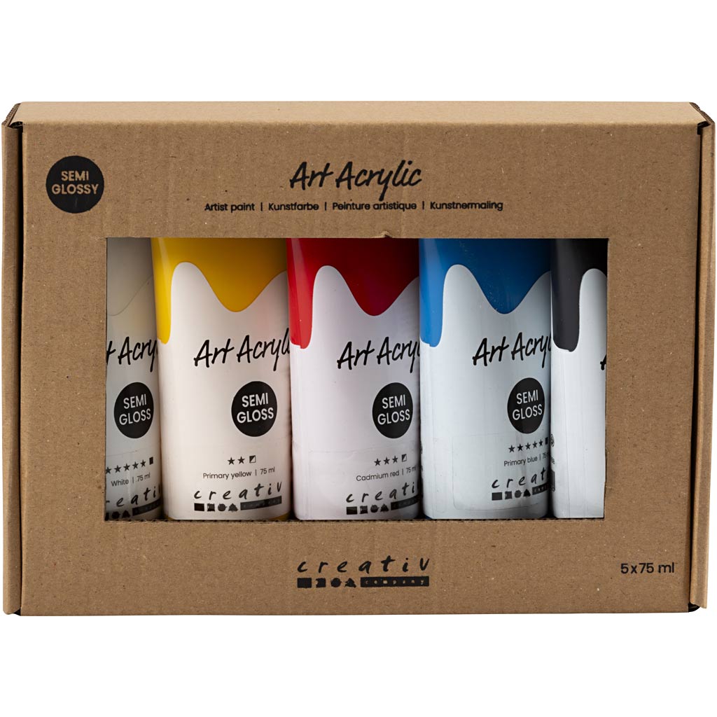 Pigment art acrylverf primaire kleuren, 5x75ml