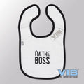 Van der doelen baby slabbetje velours i'm the boss wit