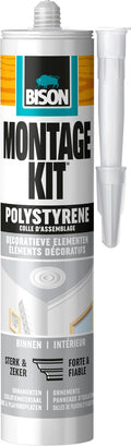 Bison polystyreenschuimlijm koker 470 g, voor isolatieplaten, folie, plafondtegels, wandbekleding, oplosmiddelvrij, eenzijdig aan te brengen, strijkt makkelijk uit