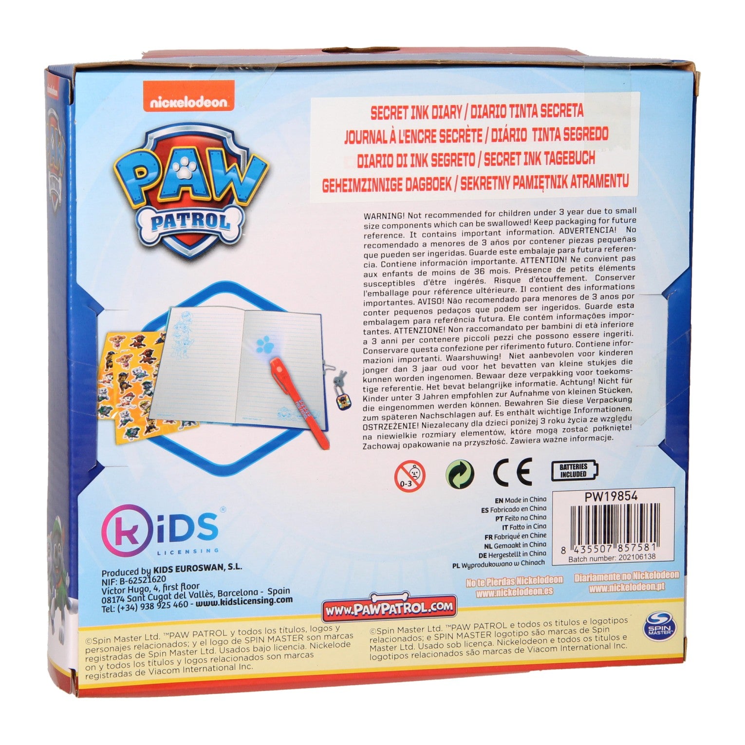Lizenztagebuch für Kinder mit Aufklebern und Geheimschriftstift – Paw Patrol