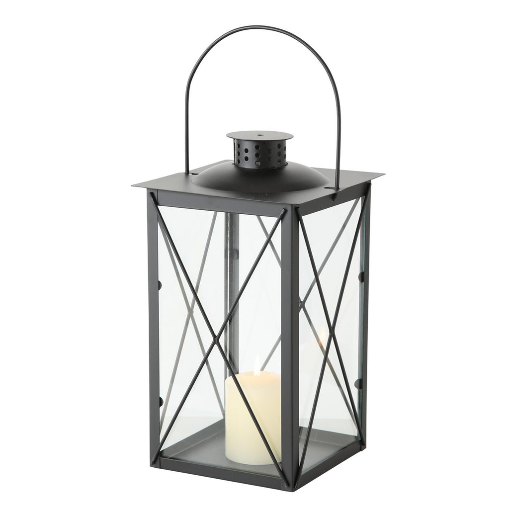 Boltze home lantaarn zwart metaal 17x30cm