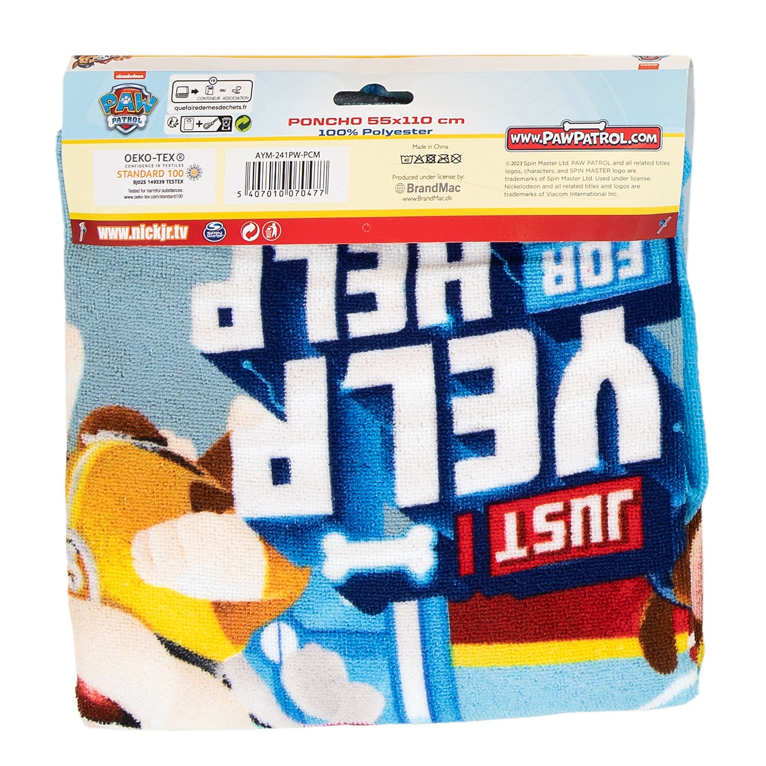 Paw Patrol Poncho, 100 % Polyester, 55 x 110 cm