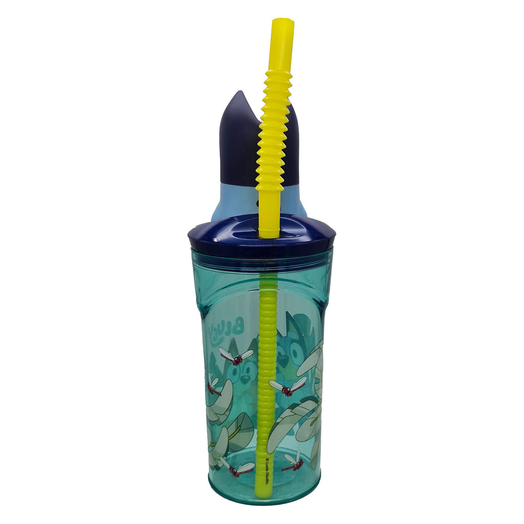 Bluey 3D Figuren-Trinkbecher mit Strohhalm, 360 ml