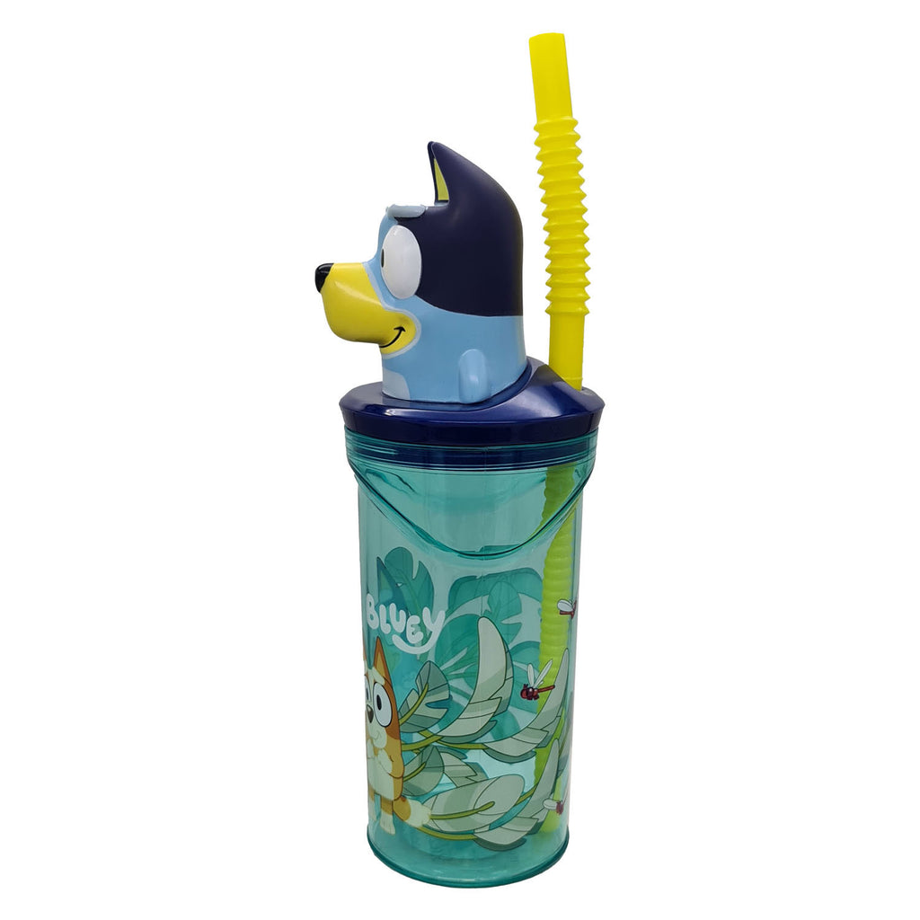 Bluey 3D Figuren-Trinkbecher mit Strohhalm, 360 ml
